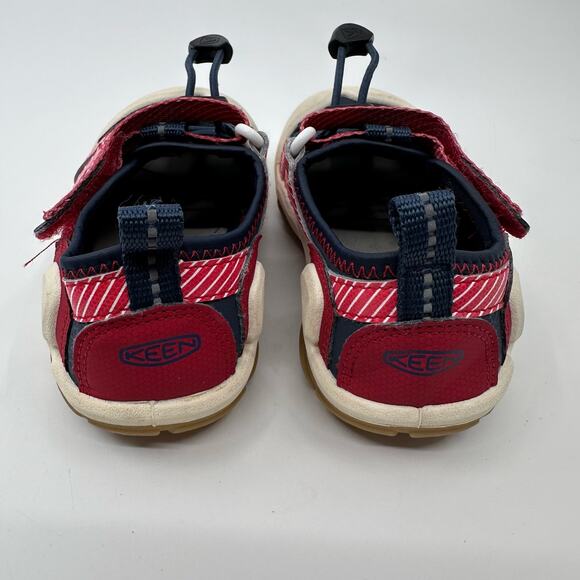 Kids Keen Knotch Creek Water Sandal US8 Navy/Red/White Bungee Lace Bump Toe Shoe - Picture 4 of 8